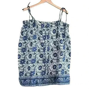 🌈 6/$60, Heritage Bare Shoulder Top, Blue, White, Floral Print, XXL